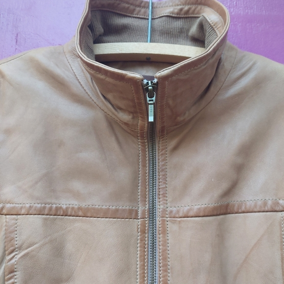 DANIER lined leather fall jacket with Zip front, L. Lovelysubtle color details - Picture 5 of 11